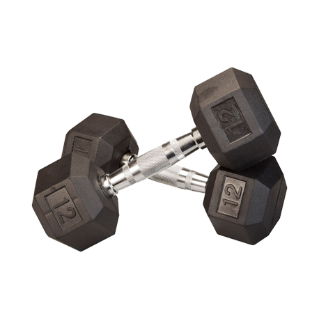 12 lb Rubber Coated Hex Dumbbell