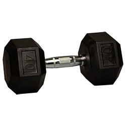 40 lb Rubber Coated Hex Dumbbell