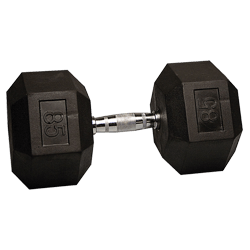 85 lb Rubber Coated Hex Dumbbell